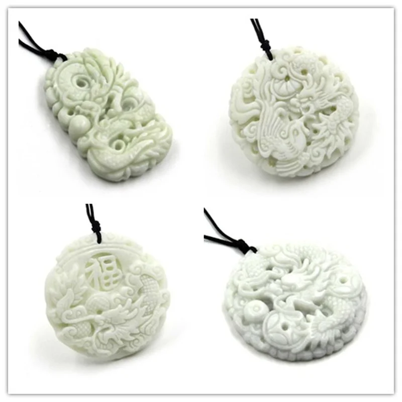 Women'S Fashion Jewellery - 내추럴 화이트 옥 드래곤 피닉스 펜던트