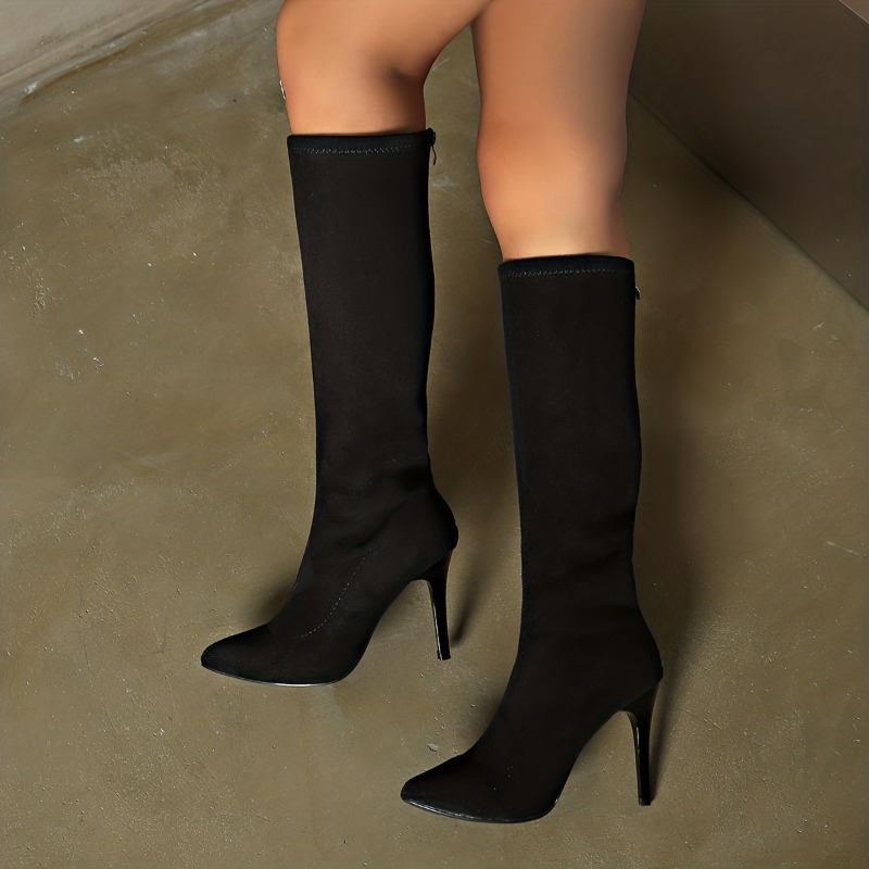여성 패션 부츠 	 뾰족한 앞코 얇은 굽 뒤쪽 지퍼 롱 - Women'S Fashion Knee High Boots 리뷰 및 가격