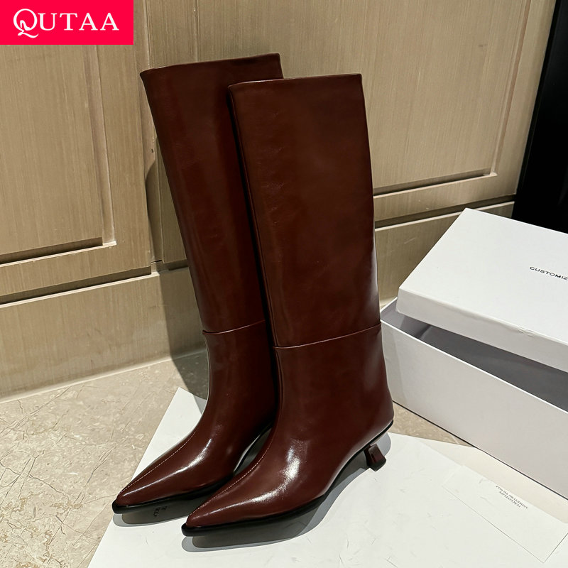 QUTAA 패션 뉴스 여성 니하이 부츠 포인티드 토 겨 - Women'S Fashion Knee High Boots 리뷰 및 가격