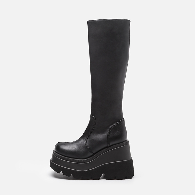 여성 플랫폼 부츠 펑크 미드 카프 여성 부츠 고딕 스타 - Women'S Fashion Knee High Boots 리뷰 및 가격