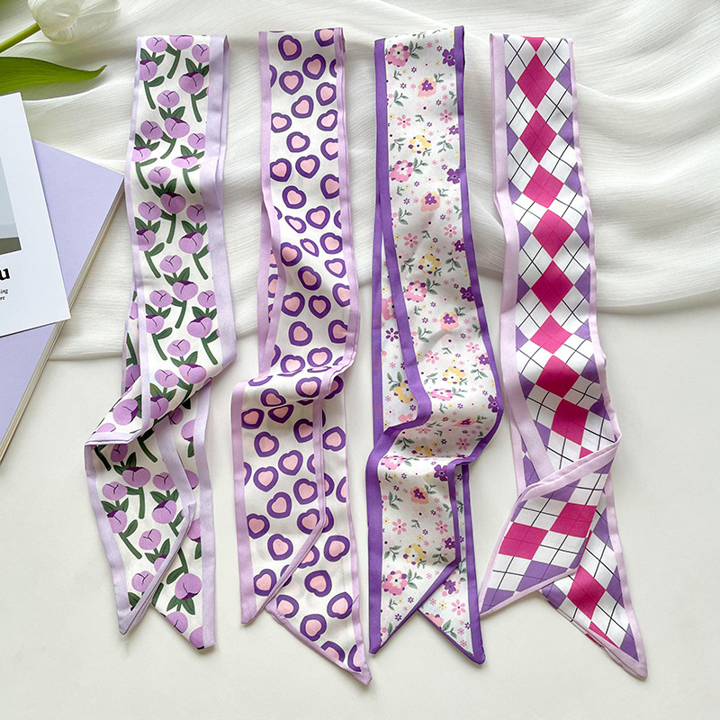 새로운 고급 슬림 숏 여성용 실크 스카프 헤어 스트랩  - Women Fashion Necktie 리뷰 및 가격