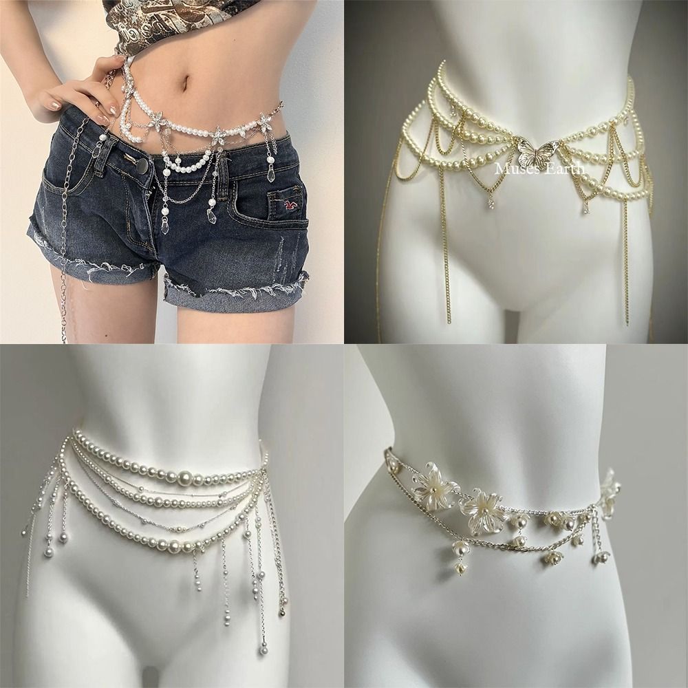 패션 우아한 진주 허리 체인 허리 액세서리 다용도 플로 - Women'S Fashion Jewellery 리뷰 및 가격
