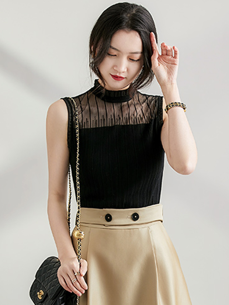 여성용 섹시한 시스루 레이스 탱크 탑, 민소매 니트 조 - Lace Trim Cami 리뷰 및 가격